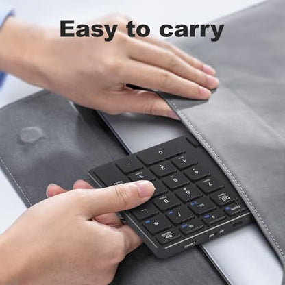 MOFII Number Pad for Laptop - Bluetooth Black Wireless Numeric Keypad 35 Keys USB-C Rechargeable Numpad, Accounting Portable Financial Data 10 Key for Laptop/PC/Desktop/Notebook/Surface Pro - color: Dark black