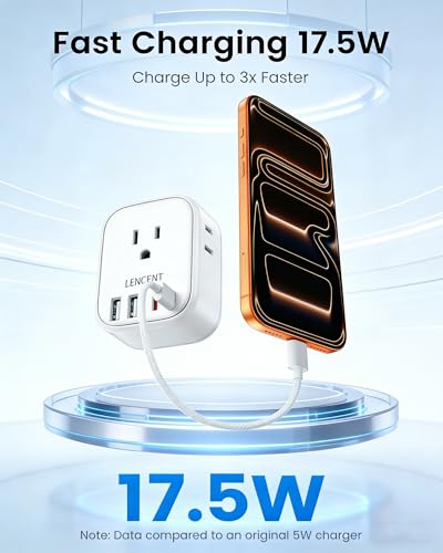 LENCENT US to Japan Plug Adapter, 2 Prong to 3 Prong Outlet Adapter | 4 Outlets 4 USB Ports(2 USB C), Type A Travel Converter for US to Japan Canada Mexico China Philippines Peru Tokyo - style: Type A-17.5W-Japan