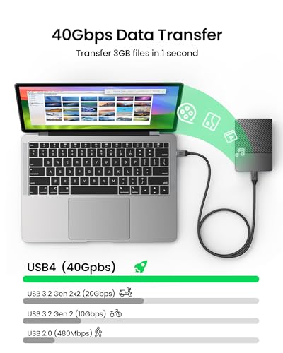 Silkland USB 4 for Thunderbolt 4 Cable 1FT, 40Gbps Data Transfer, 240W PD 3.1 Fast Charging, 8K/5K@60Hz, Short USB C Data Cable, Compatible for SSD, MacBook, iPhone 17/16, Docking, Hub - size: 1FT
