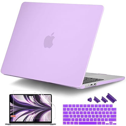 DONGKE Compatible with MacBook Air 13 inch Case M5 M4 M3 M2 2026 2025 2024-2022 A3449 A3240 A3113 A2681, Plastic Hard Shell & Keyboard Cover for MacBook Air 13.6 inch, Matte Purple - color: Matte Purple