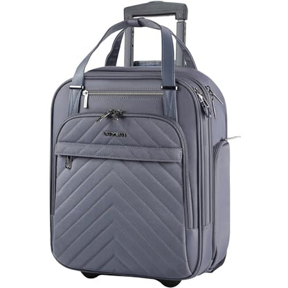 VANKEAN Carry On Underseat 16-inch Multi-functional Underseater Lightweight Overnight Suitcase with Wheels, Roller Case for Men Women Travel Business, Dark Grey - color: Dark Grey