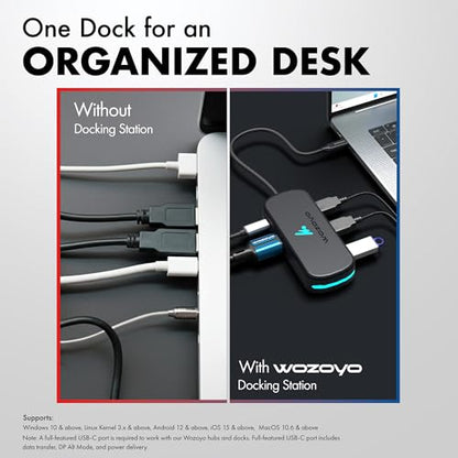 Type C 5 in 1 Wozoyo Docking Station with USB 5Gbps (3.2 Gen 1), 2XUSB 2.0, 4K@60Hz HDMI, and PD 100W – Compact USB-C Hub, Portable Design, Compatibility with macOS, Windows, Android, and iOS - style: 5-in-1
