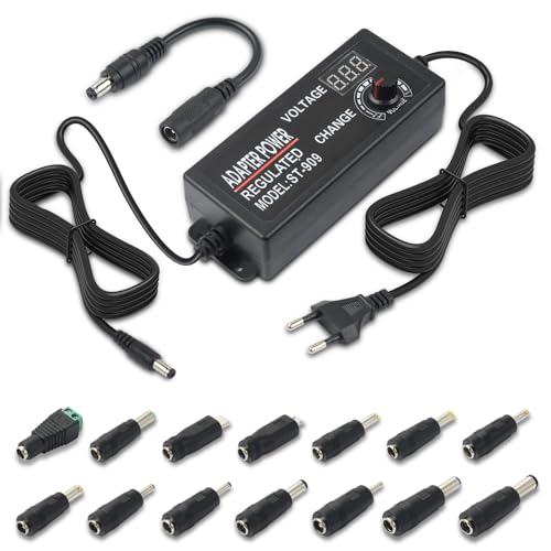 aceyoon Power Supply Adjustable DC 3V ~ 24V and 38 PCS Universal Laptop DC Power Adapter