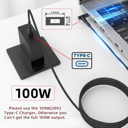 USB-C 100W 20V Input to Rectangular Jack PD Power 65W Output Charge Cable Support QC PD Type-C for Thinkpad X1 Legion Y7000P Laptop (1.8m) - style: Retangled Jack