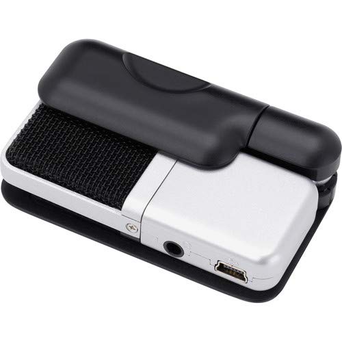 SAMSON Go Mic Portable Clip-on USB Condenser Microphone (Titanium)- USB 2.0 Hub with Individual LED lit Power Switches + Cleaning Cloth – Deluxe Bundle Great for Podcasting and Field Recording