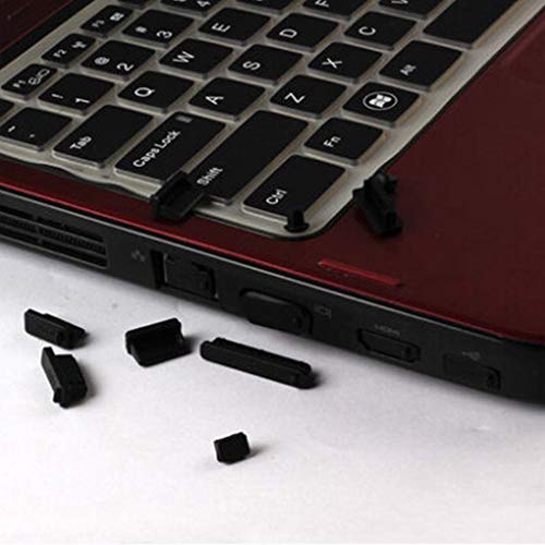 16PCS Universal Computer Anti Dust Stopper/Plug, Soft Silicone Dustproof Laptop Port Covers Black - color: Black