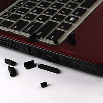 16PCS Universal Computer Anti Dust Stopper/Plug, Soft Silicone Dustproof Laptop Port Covers Black - color: Black