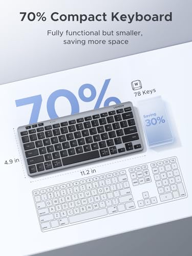 UGREEN K551 Slim Quiet Wireless Bluetooth 78Keys Keyboard, 3-Device Free Switching with Bluetooth & 2.4G, Compatible with Windows/macOS/iOS/Android, Works with MacBook, Lenovo, HP