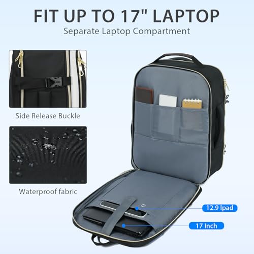 KROSER Laptop Backpack Computer Backpack 17 Inch Men-Beige/Black/Coffee | 40L Large Laptop Water-Repellent Travel Backpack Casual Daypack for Business/College/Women - color: Beige/Black/Coffee