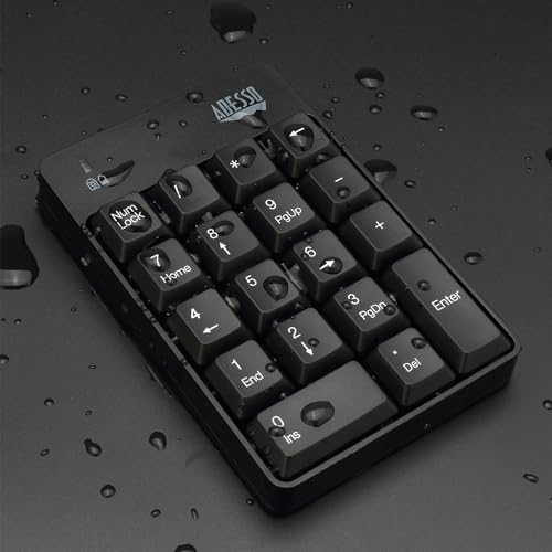 Adesso WKB-6010UB - Wireless Spill Resistant 18-Key Numeric Keypad Number Pad, Black