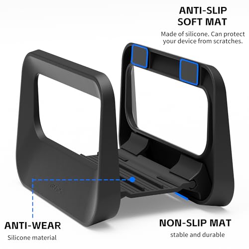 Vertical Laptop Stand for Desk,Plastics Laptop Holder Dock with Silicone Protection,Compatible with All MacBook/Surface/Samsung/HP/Dell/Chrome Book (Black) - color: Black