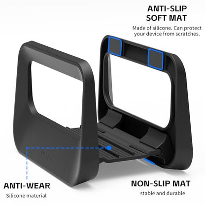 Vertical Laptop Stand for Desk,Plastics Laptop Holder Dock with Silicone Protection,Compatible with All MacBook/Surface/Samsung/HP/Dell/Chrome Book (Black) - color: Black