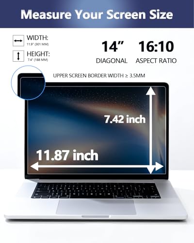 Magnetic Laptop Privacy Screen for 14 Inch 16:10 Aspect Ratio | Screen Size is 11.87 in Wide and 7.42 in High, Removable, Anti Glare, Anti Blue light,Compatible With HP Dell Lenovo Thinkpad - color: Magnetic Laptop 14 Inch 16:10