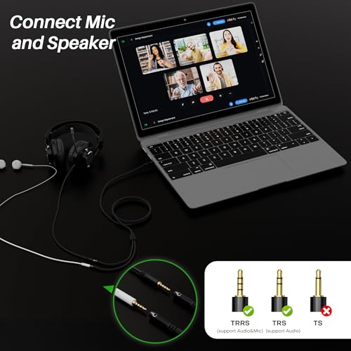 1/8inch Aux Headphone Splitter 2 Way Cable 3FT, 3.5mm 4-Pole Male to 2-Female Port Mic and Audio Stereo Y TRRS Adapter, Compatible with Headset Earphone PS4 Xbox PC Laptop MP3 players Phone Tablet - size: 3FT