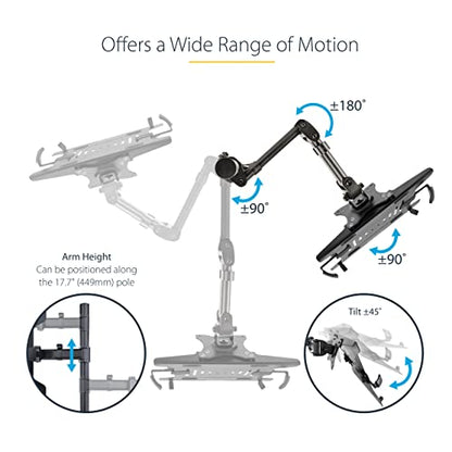 StarTech Laptop Desk Mount up to 34in, 9.9lb/4.5kg (A-Laptop-Desk-Mount) | VESA Monitor Mount for Displays up to 34" (17.6lb/8kg) or Laptops up to 9.9lb (4.5kg), Articulating Arm Tray, Clamp/Grommet - style: Single