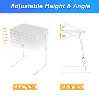 Allpop Max TV Tray Table, Large TV Dinner Tray for Eating, Adjustable Tray Stand on Couch & Bed, Folding Laptop Table with 6 Heights & 3 Tilt Angles, White - color: White, size: Allpop-Max TV Tray