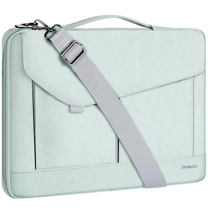 DOMISO 17-17.3 Inch Laptop Sleeve Bag Business Briefcase Messenger Bag Compatible with 17.3" Dell Computer/HP Pavilion 17/ProBook 470/MSI GS73VR Stealth PRO/LG Gram 17,Deep Mint Green - color: Deep Mint Green, size: 17 - 17.3 Inch