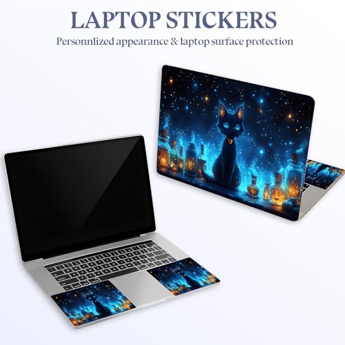 Universal Laptop Skin Sticker Decal,15.6 Inch Laptop Vinyl Cover for 13" 14" 15.6" Laptop,Scratch-Resistant Waterproof Protector Wrap,Reusable with Wrist Pads,Cosmic Witch Cat Potions - color: Cosmic Witch Cat Potions
