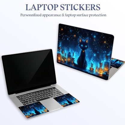 Universal Laptop Skin Sticker Decal,15.6 Inch Laptop Vinyl Cover for 13" 14" 15.6" Laptop,Scratch-Resistant Waterproof Protector Wrap,Reusable with Wrist Pads,Cosmic Witch Cat Potions - color: Cosmic Witch Cat Potions