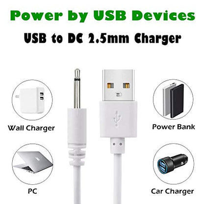 2 Pack 2.7ft Replacement DC Charging Cable, USB to DC 2.5mm Fast Charger Cord Adapter - 2.5mm (This is NOT Barrel Jack)