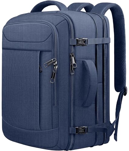 Travel Backpack for Men, Expandable Carry On Backpack | Water-Resistant, Laptop Compartment, TSA-Friendly Design, Wet & Anti-Theft Pocket for Men Women Travel Work Commuting - color: Blue, size: 18.4 inch (22"x14"x10")