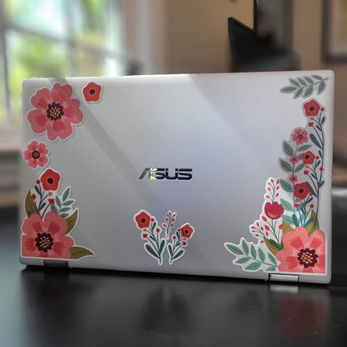 Floral Poppy Laptop Sticker Pack - Flower Stickers Laptop Decal - Vinyl Decal Journal Sticker - Cute Artsy Stickers for Planners - style: Poppy Flower Stickers (Set of 9)