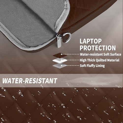 Puffy Quilted Laptop Sleeve with a Removable Shoulder Strap Compatible with MacBook Air/Pro, 13-13.3 inch Notebook, Compatible with MacBook Pro 14 inch M3 M2 M1 Chip 2023-2021 - color: Sleeve - Coffee, size: 13-13.3 inch