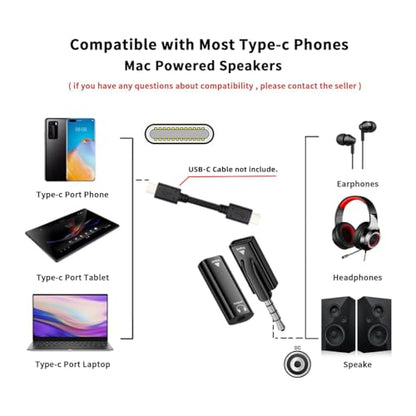 CY 2pcs/lot Type-C USB-C Female to 3.5mm Male & Female Audio AUX & MIC Sound Card 16bit 48kHz Adapter Compatible with Laptop Tablet Phone - style: USB-C to DAC 3.5mm M+F 2pcs