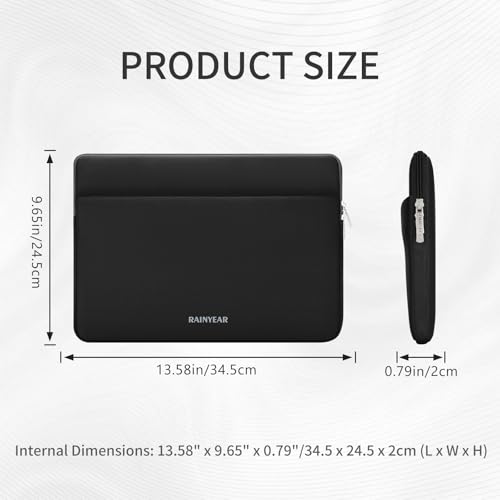 RAINYEAR Laptop Sleeve Case 13.3 Inch, Protective Portable Case with Front Pocket, Briefcase Handbag Laptop Bag Compatible with 13.3-14 Inch Laptop PC, 14 Inch MacBook Pro M5 M4 M3 M2 M1, Black - color: Black, size: 13.3-14 inch