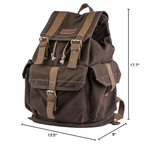 GOOTIUM 21101CF Specially High Density Thick Canvas Backpack Rucksack,Coffee - color: Coffee, size: Large