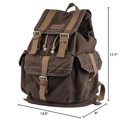 GOOTIUM 21101CF Specially High Density Thick Canvas Backpack Rucksack,Coffee - color: Coffee, size: Large