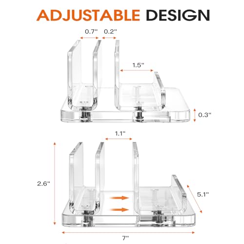 Acrylic Vertical Laptop Stand, 3-in-1 Design with Adjustable Slot Width, Suitable for Desktop Space Saving, Supports MacBook, iPad, iPhone, Chromebook, Surface, Samsung, etc