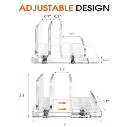 Acrylic Vertical Laptop Stand, 3-in-1 Design with Adjustable Slot Width, Suitable for Desktop Space Saving, Supports MacBook, iPad, iPhone, Chromebook, Surface, Samsung, etc