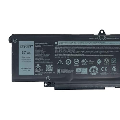 66DWX Laptop Battery 57Wh Series FH97R 0HYH8 0CTJJ6 | Compatible with Dell Latitude 7340 7350 7440 7450 7640 7650