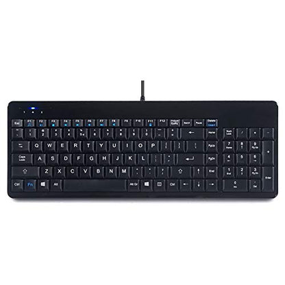 Perixx PERIBOARD-220H, Wired Compact USB Keyboard with 2 Hubs - Build-in Numeric Keypad - Black - US English