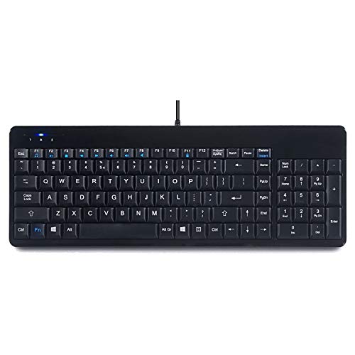 Perixx PERIBOARD-220H, Wired Compact USB Keyboard with 2 Hubs - Build-in Numeric Keypad - Black - US English