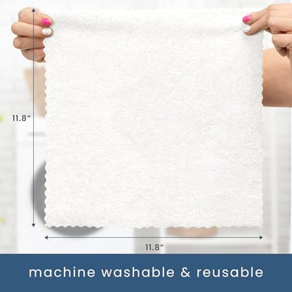 S&T INC. 50 Pack Microfiber Cleaning Cloth with Box, Bulk Towels for Home, Reusable Microfiber Towels for Cars, Cleaning Rags, White, 190gsm, 11.8 Inches x 11.8 Inches, 50 Count - color: White