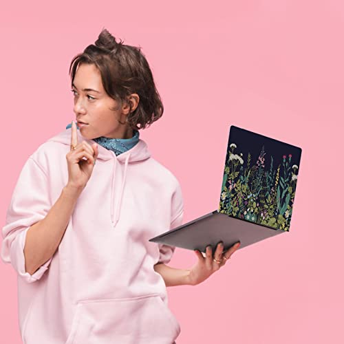 Laptop Skin Sticker,13.3 14 15 15.4 15.6 inch Laptop Skins,Universal Vinyl Decal,Dustproof Scratch Resistant Reusable Cover Protector with Free 2 Wrist Pads (Flower in Black Background) - color: Flower in black background