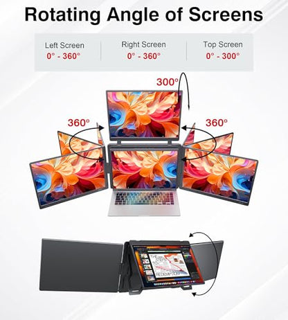 Laptop Screen Extender, 14" Quad Portable Monitor, FHD 1200P IPS Triple Display Compatible with Windows10/11 and Mac, for 12"-16.5" Laptops - size: 14", style: Quad monitor