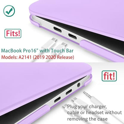May Chen for MacBook Pro 16 Inch 2019 Release Model:A2141, Hard Shell Case Cover Screen Protector & Keyboard Cover for MacBook Pro 16 Retina with Touch ID & Touch Bar - Purple - color: Purple