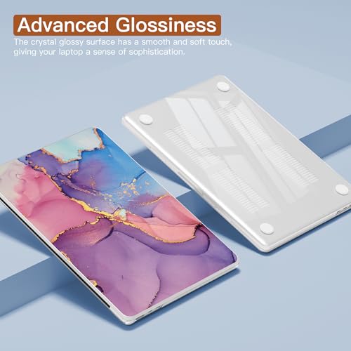 CISSOOK Compatible with MacBook Air 13 inch Case M2 M3 M4 M5 | A3449 A3240 A3113 A2681, 5in1 Set Hard Shell Case Keyboard Cover for MacBook Air 13.6 inch 2022 - 2026, Purple Marble - color: Air13.6inch-Marble Purple