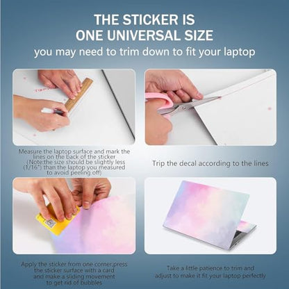 Laptop Skin Sticker Decal 15-15.6 Inches, Universal Reusable Vinyl Sticker for 12.1 13 13.3 14 15.4 Inches Netbook/Notebook PC, Waterproof & Scratch-Resistant (Colorful Clouds) - color: Colorful Clouds