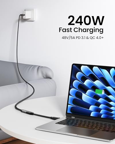 Silkland 80Gbps USB4 USB C Extension Cable 240W for Thunderbolt 5/4, 1.6FT | Male to Female Extender Cord, 8K@60Hz, 4K@540Hz, USB-C Hub, Dock, Monitor, iPhone 17/16, iPad, MacBook, External SSD, 1.6FT - size: 1.6 Feet