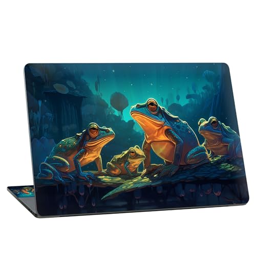 Universal Laptop Skin Sticker with 2 Wrist Pad Skins, Waterproof Scratch Resistant Vinyl Laptop Cover Decal, Cut to Fit for 11–15.6 Inch MacBook HP Dell Lenovo, Fantasy Green Frog - color: Fantasy Green Frog