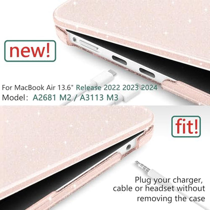 TWOLSKOO Glitter Case for MacBook Air 13 inch M5 2026 M4 M3 M2 2025-2022 (Model A3449 A3240 A3113 A2681), Bling Hard Shell Case & Keyboard Cover & Screen Film for MacBook Air 13.6 inch, Starlight - color: Starlight