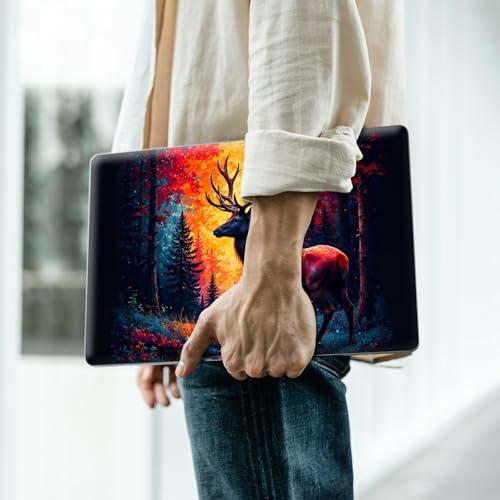 Reusable Universal Laptop Skin Sticker, Cut to Fit for 11.6–15.6 Inch Laptops, Waterproof Protective Film, No-Residue - Firelit Forest Deer - color: Firelit Forest Deer