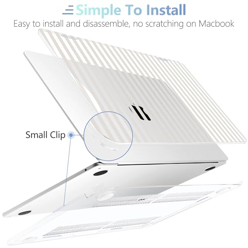 MEEgoodo Case for M5/M4/M3/M2 MacBook Air 13 inch Case 2026 2025 2024 2022, Fit Model A3449/A3240/A3113/A2681, Laptop Hard Shell Compatible with MacBook Air 13.6-inch, Beige Stripes - color: Beige Stripes