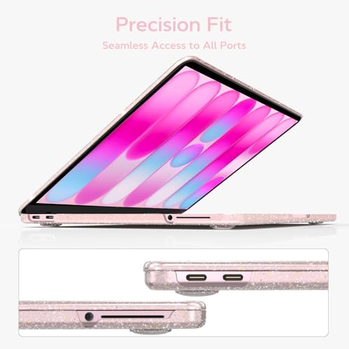 B BELK Glitter Case for MacBook Neo 13 inch 2026 Release Model A3404 | Clear Sparkly Scratch Resistant Protective Hard Shell for Mac Neo Case with Keyboard Cover & Screen Protector, Bling Pink - color: Glitter Blush