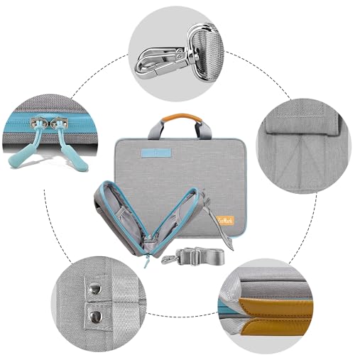 Laptop Case 15.6 Inch Briefcase Military-Grade Protection with Detachable Belt Bag, Compatible All Model of 15-16 Inch MacBook Pro and Most Popular 15.6 Inch Notebooks Chromebooks (Gray&Blue) - color: Gray&blue