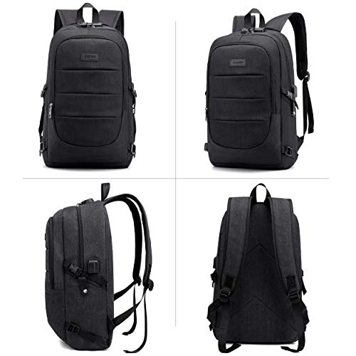 Travel Laptop Backpack with USB Charging Port and Lock Computer Business Backpacks, Gifts for Men & Women Fits 15.6 Inch Notebook,Black